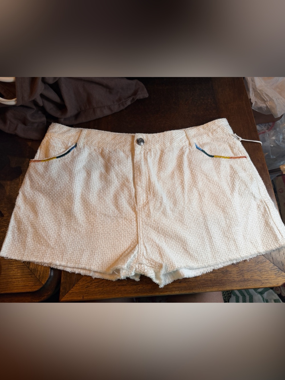 STAUD Artic Textured Tweed Shorts White NWT Size 16